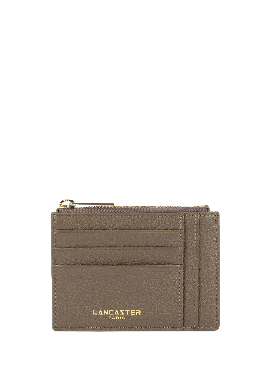 Lancaster Porte-cartes Zippé Dune Kaki — vue de face