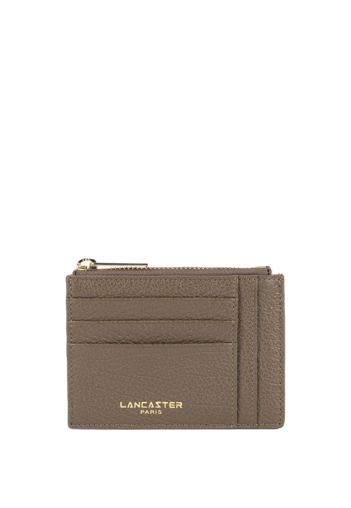 Lancaster Porte-cartes Zippé Dune Kaki — vue de face