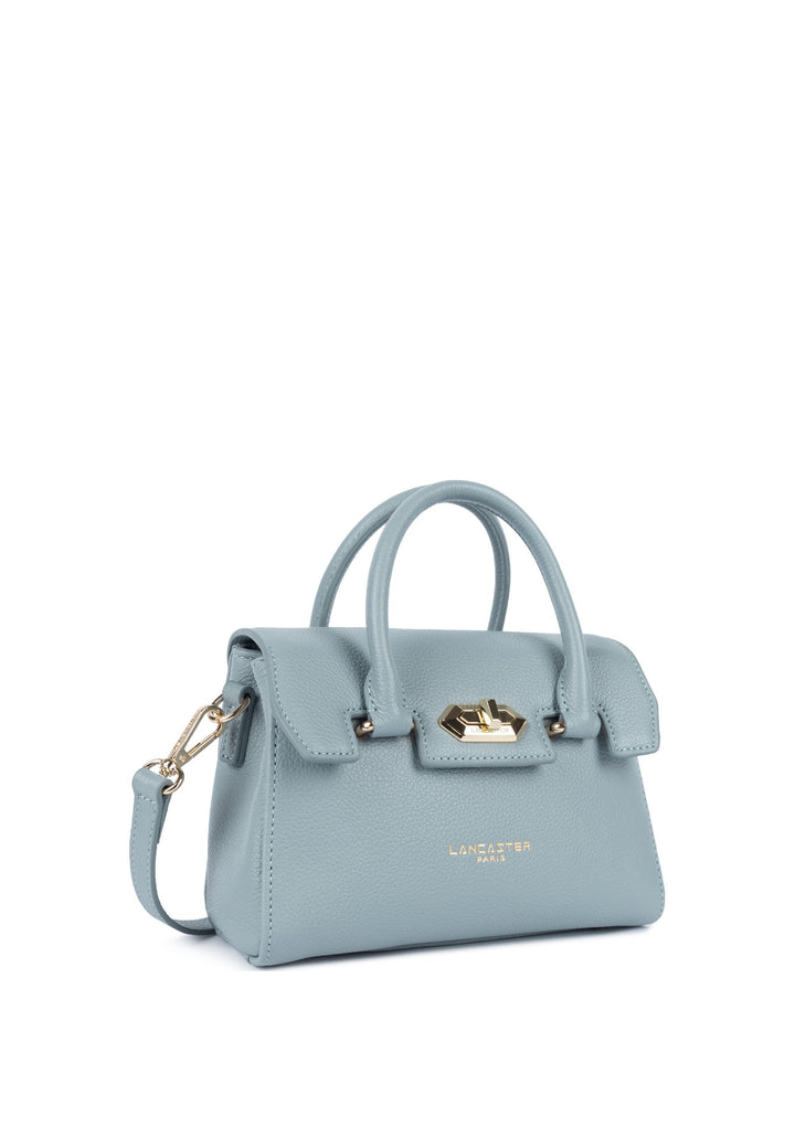 Lancaster Sac à main A rabat avec fermoir Mini Milano Cosmos Bleu gris — vue de cote