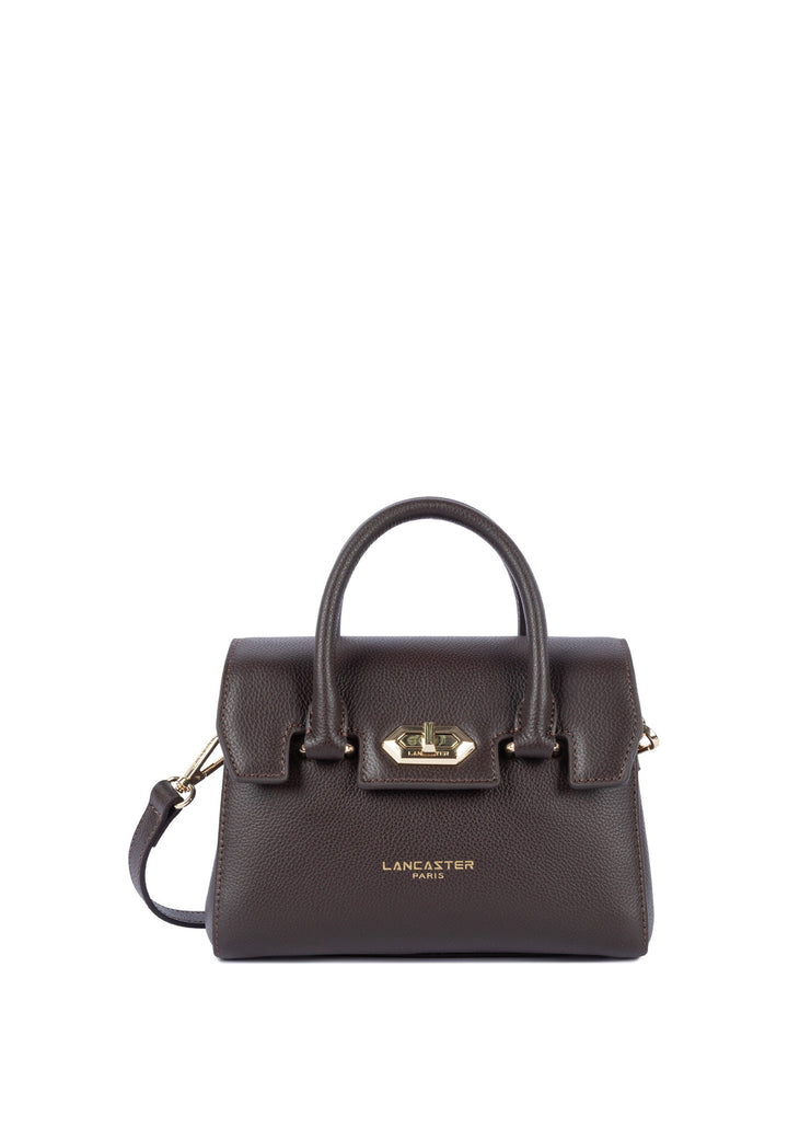 Lancaster Sac à main A rabat avec fermoir Mini Milano Cosmos Marron Foncé, vue de face