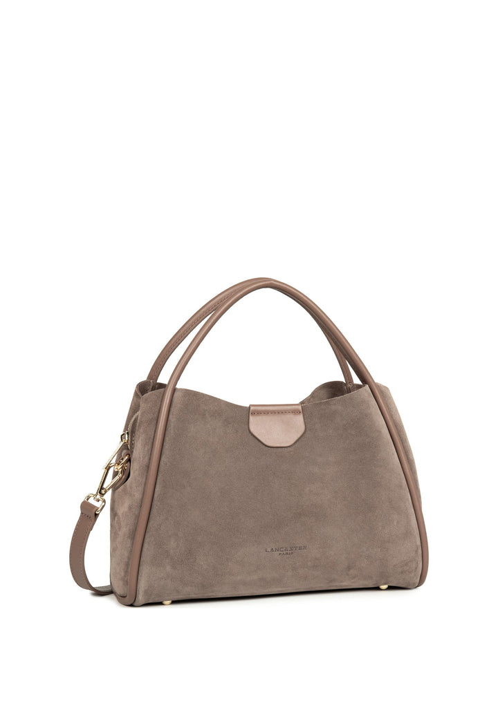 Lancaster Sac à main Aimantée M Suède Ida Taupe — vue de cote