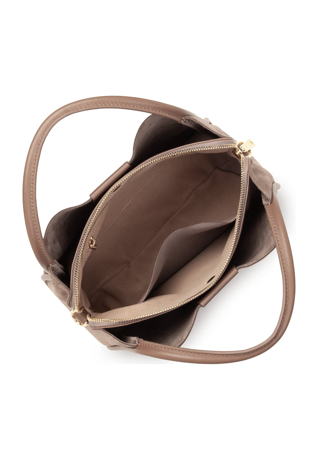 Lancaster Sac à main Aimantée M Suède Ida Taupe — vue interieure