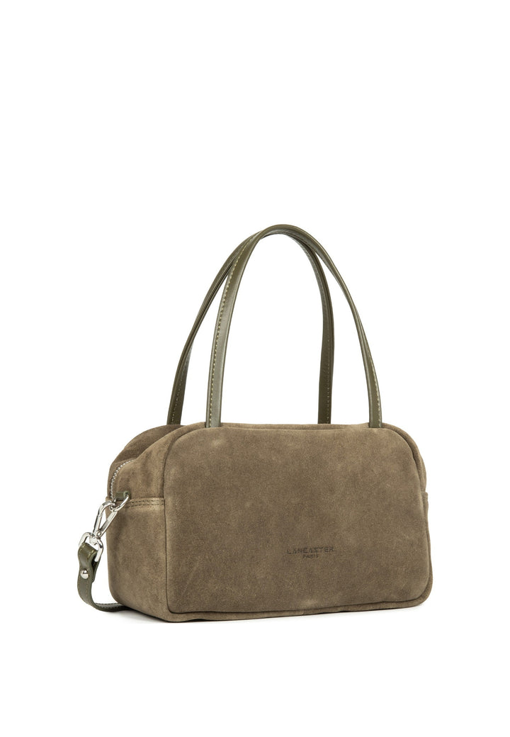 Lancaster Sac à main Zippé M Suède IT Kaki foncé — vue de cote