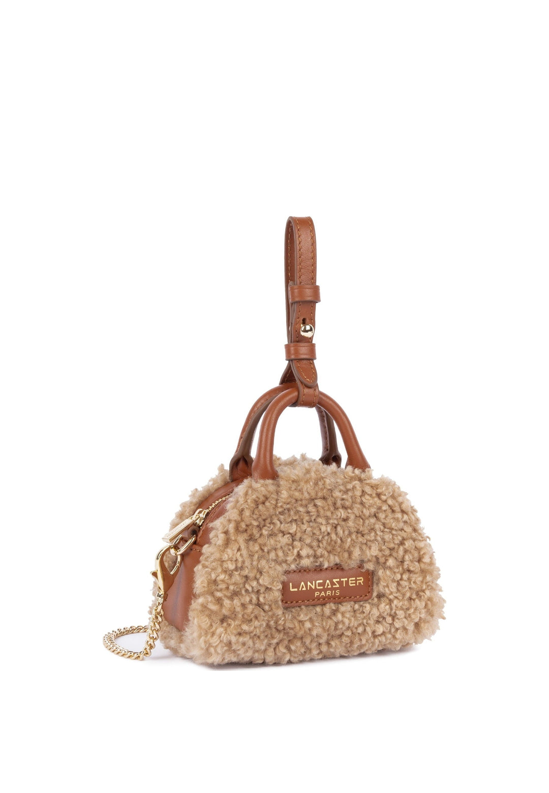 Lancaster Sac à main Zippé Nano Moumoute Cognac, vue de cote