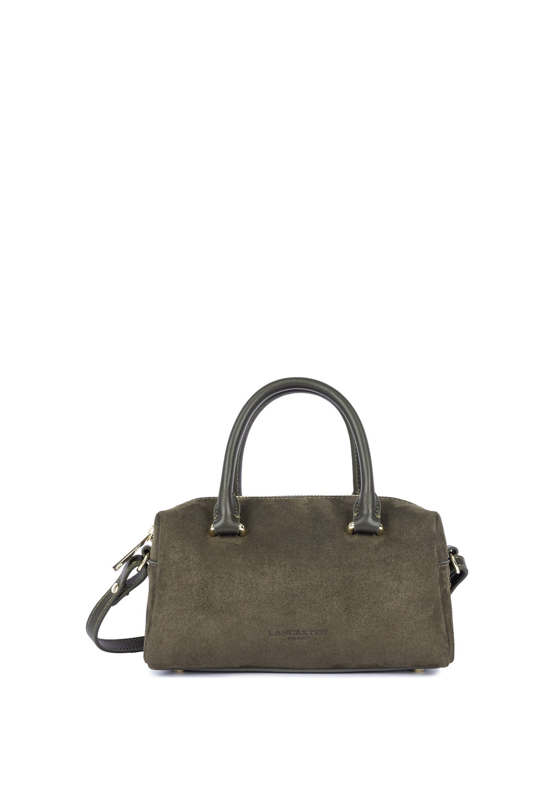 Lancaster Sac à main Zippé Suède Cube Kaki — vue de face