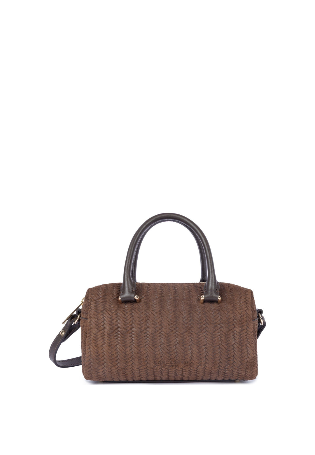 Lancaster Sac à main Zippé Tressé Cube Marron — vue de face