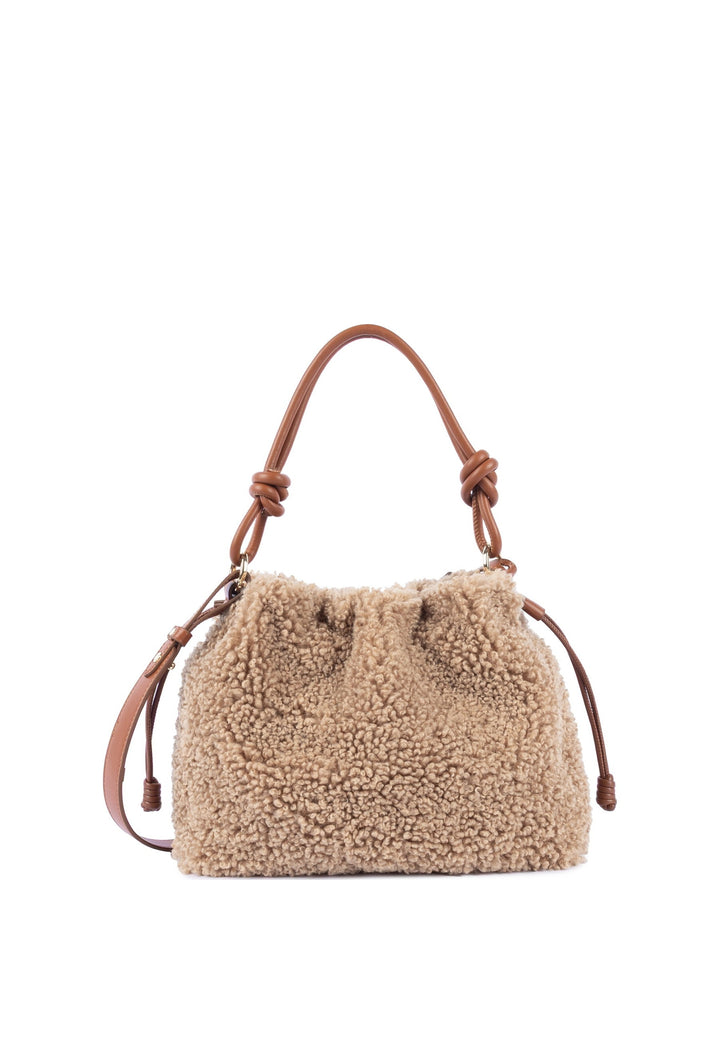 Lancaster Sac besace A lacets coulissants M Moumoute Cognac, vue de dos