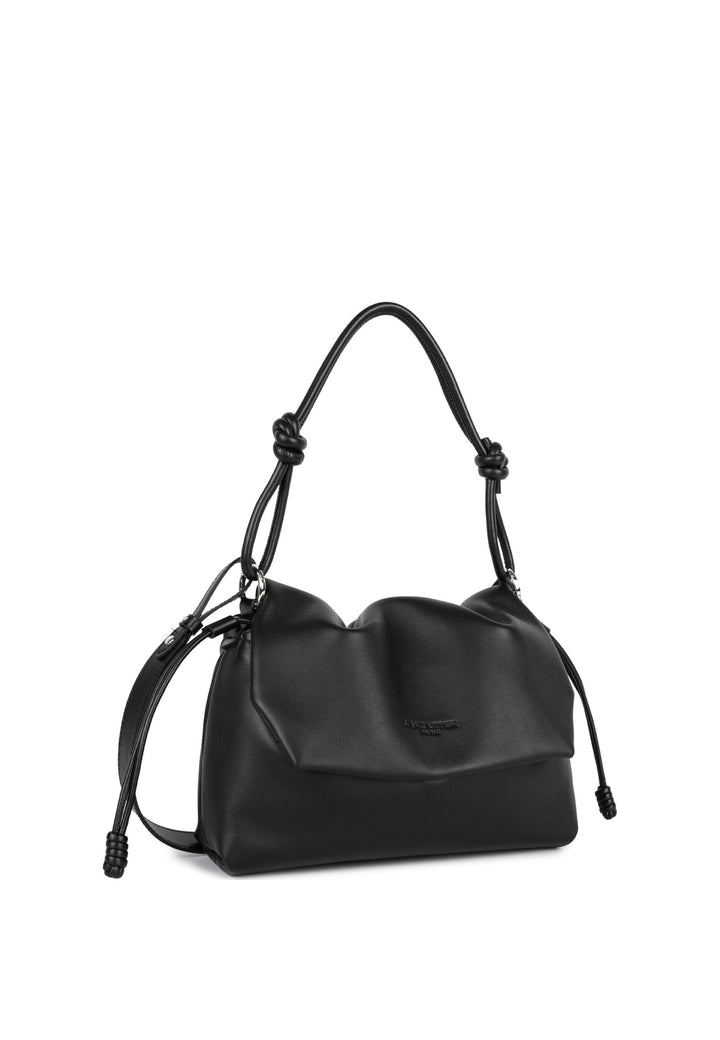 Lancaster Sac besace A rabat aimanté M Lush Noir, vue de cote