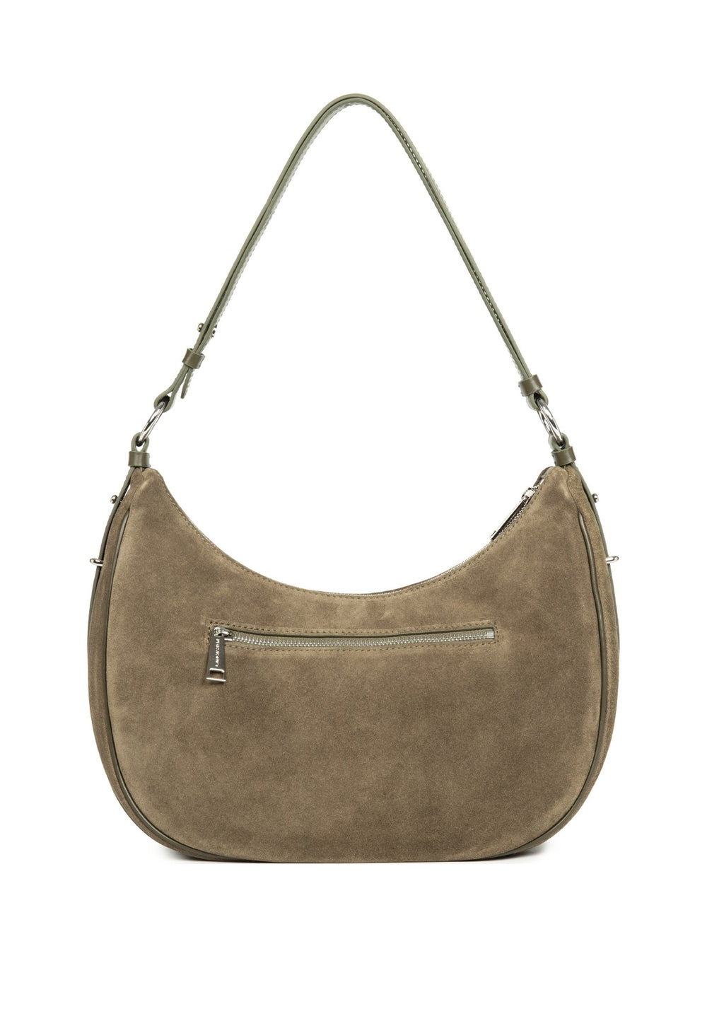 Lancaster Sac besace Zippé L Suède IT Kaki foncé — vue de dos