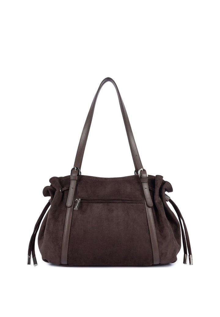 Lancaster Sac cabas épaule Zippé L Velvet Emma Marron, vue de dos