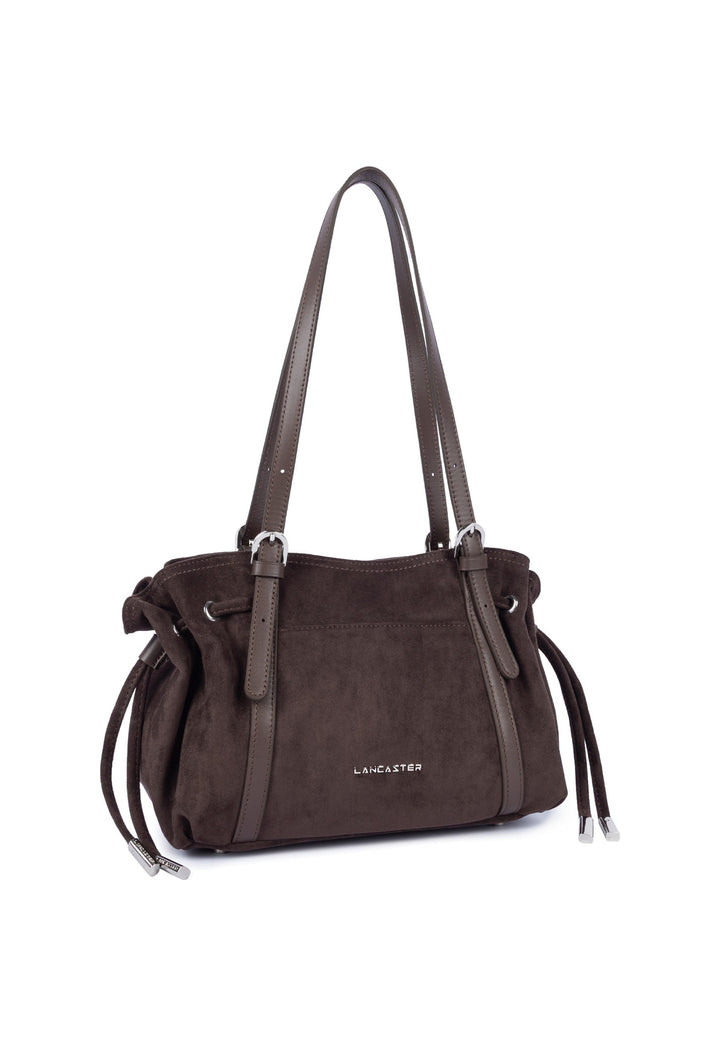 Lancaster Sac cabas épaule Zippé M Velvet Emma Marron, vue de cote