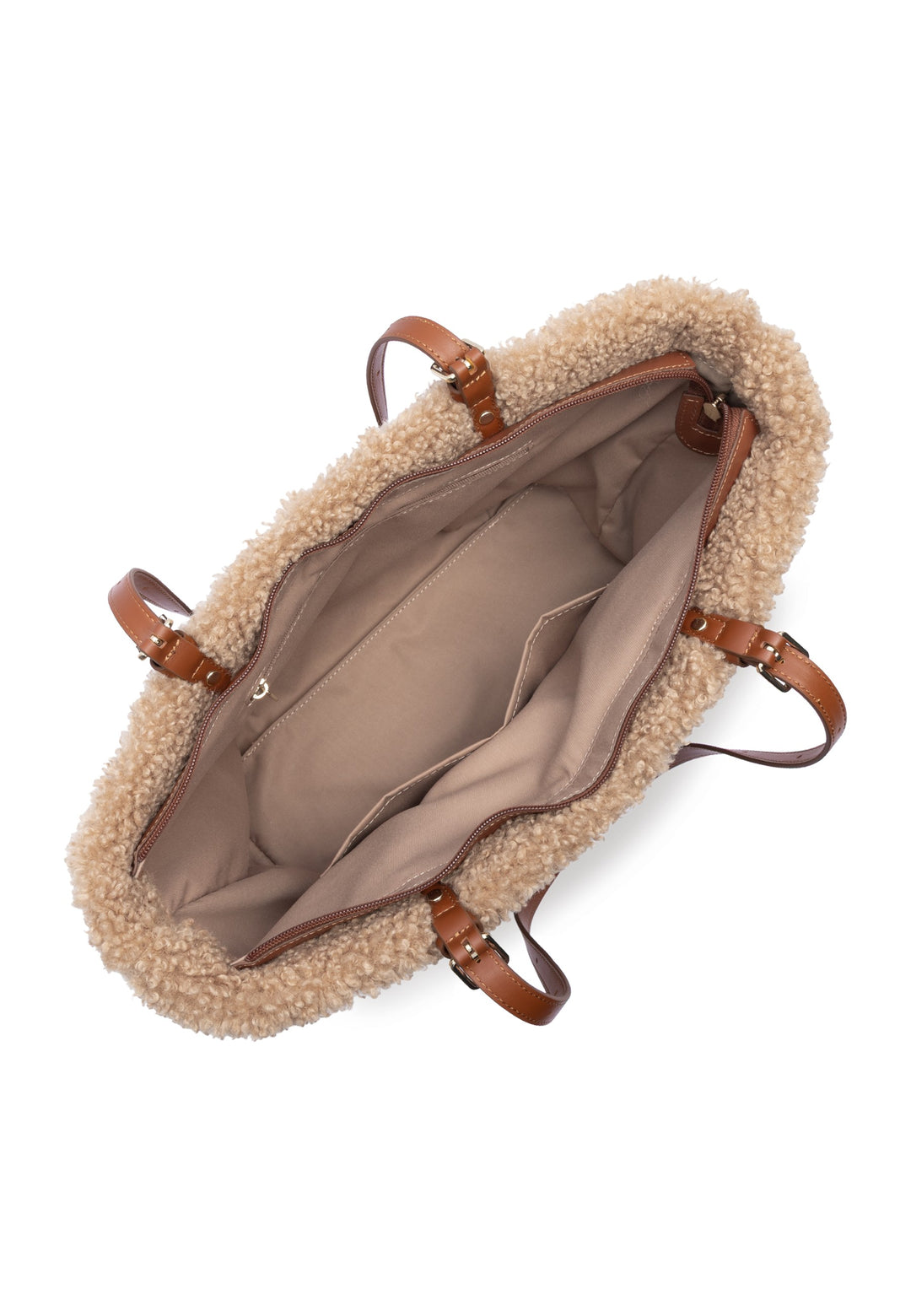 Lancaster Sac cabas épaule Zippé Moumoute Cognac, vue interieure