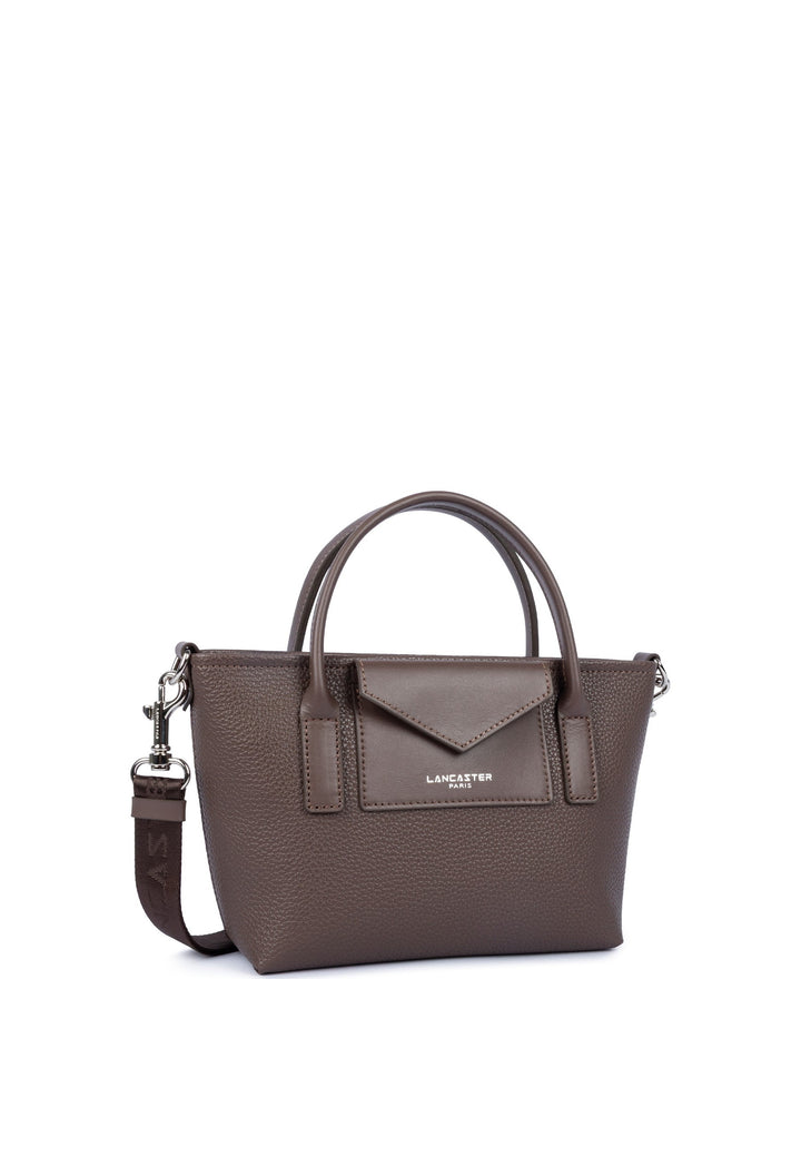 Lancaster Sac cabas main Zippé Maya Double KBA Marron, vue de cote