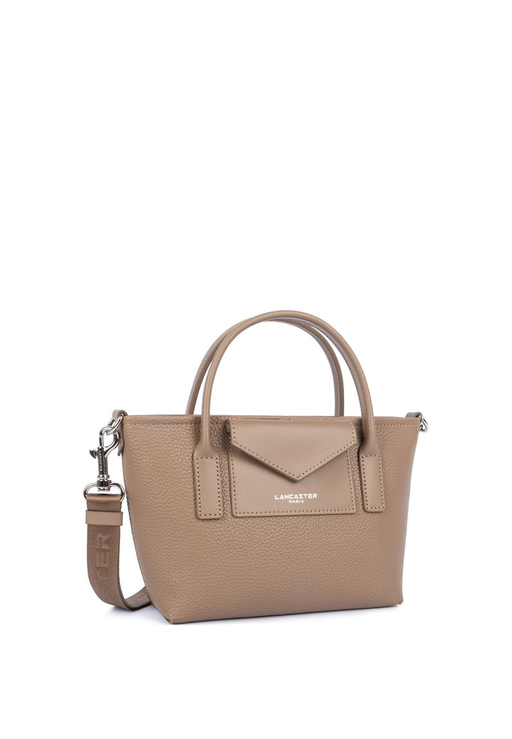 Lancaster Sac cabas main Zippé Maya Double KBA Praline, vue de cote