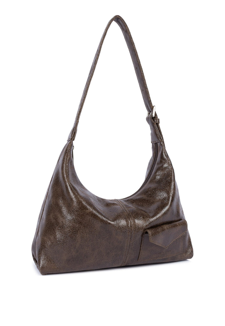 Lancaster Sac hobo Zippé M Rétro KBA Marron, vue de cote
