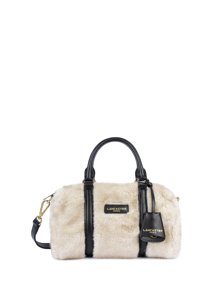 Lancaster Sac polochon Zippé M Moumoute Ecru - Noir, vue de face