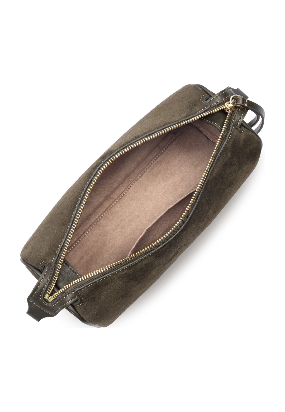 Lancaster Sac rectangle Zippé M Suède Kaki — vue interieure