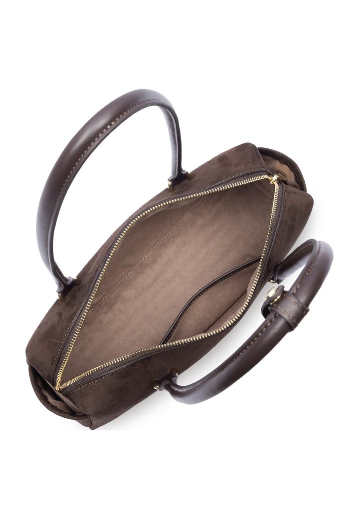 Lancaster Sac rectangle Zippé Suède Cube Marron — vue interieure