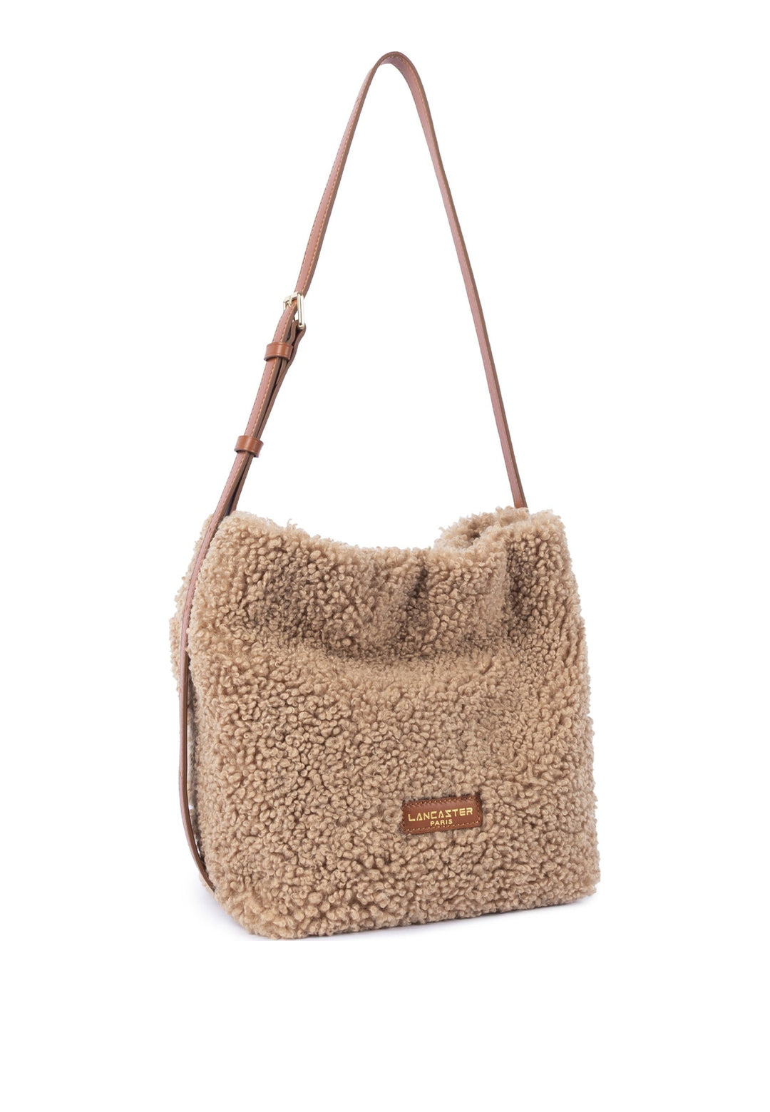 Lancaster Sac seau Aimantée Moumoute Cognac, vue de cote