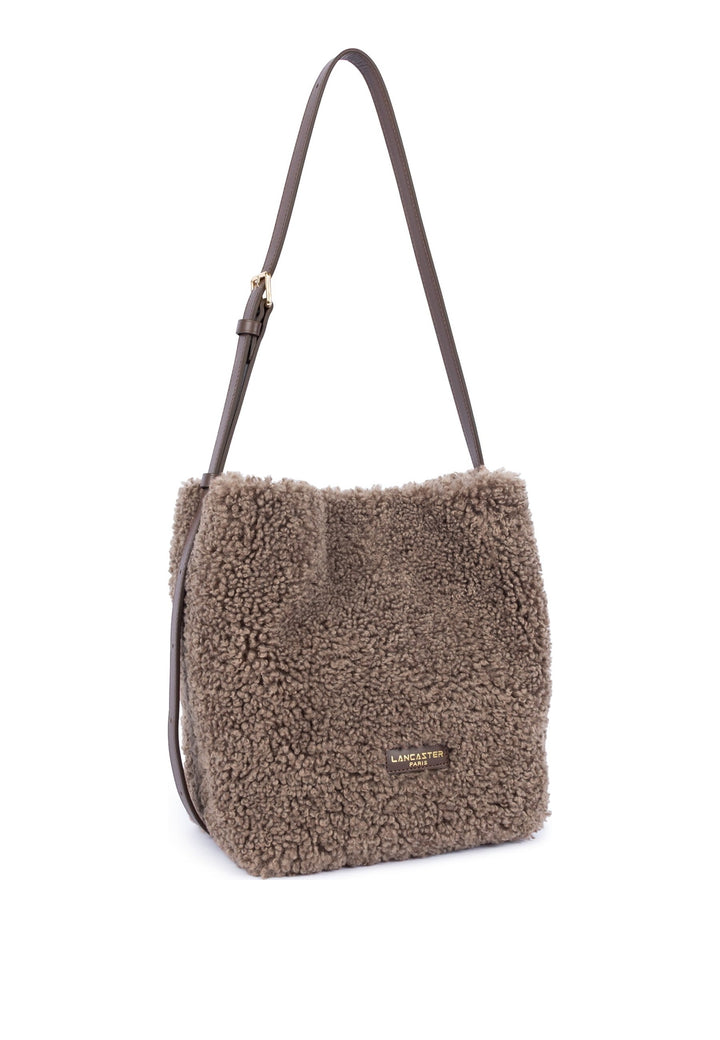 Lancaster Sac seau Aimantée Moumoute Marron, vue de cote