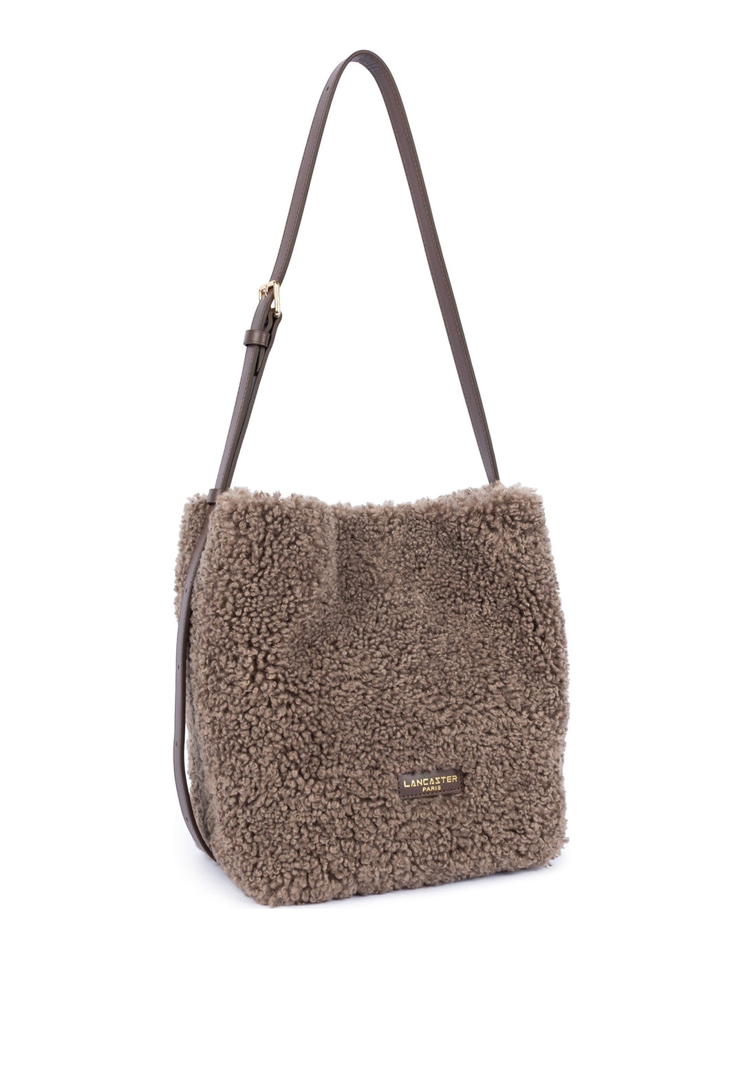 Lancaster Sac seau Aimantée Moumoute Marron, vue de cote