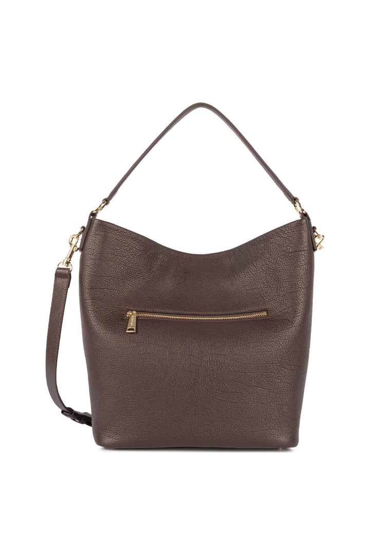Lancaster Sac seau Zippé L Dune Marron Foncé — vue de dos