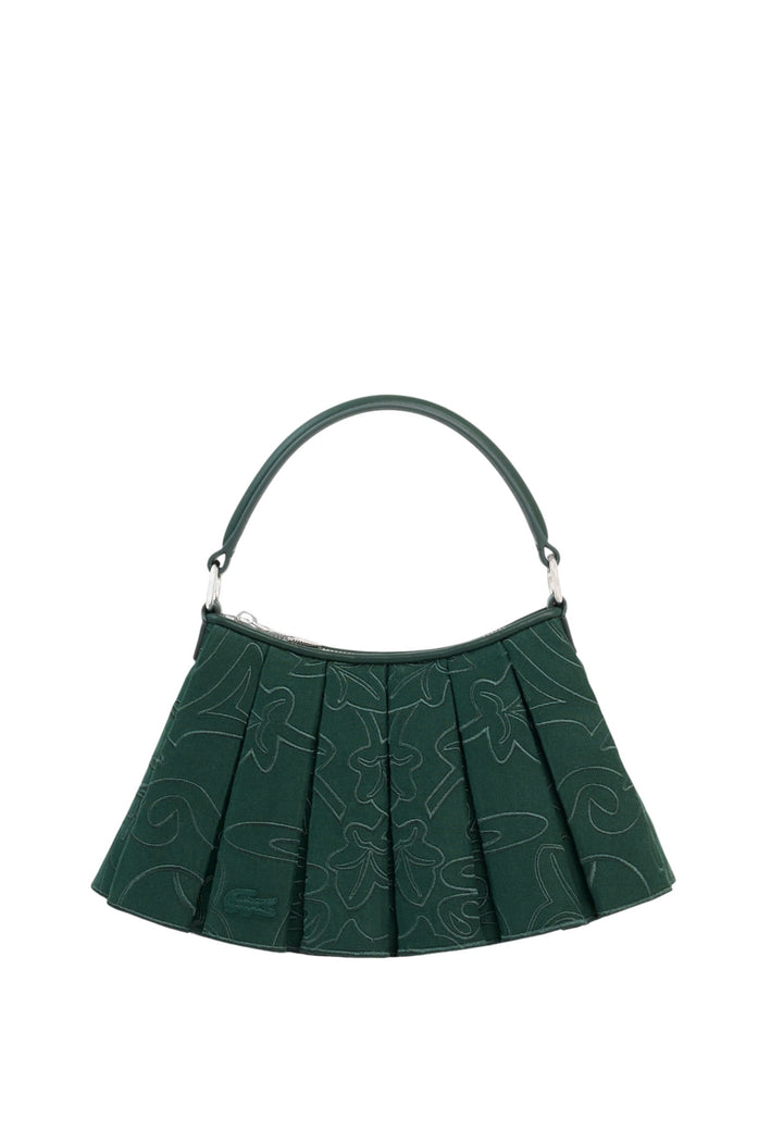 Luckybag™ Petit sac Lacoste Lenglen vert sinople à plis brodés, vue de face