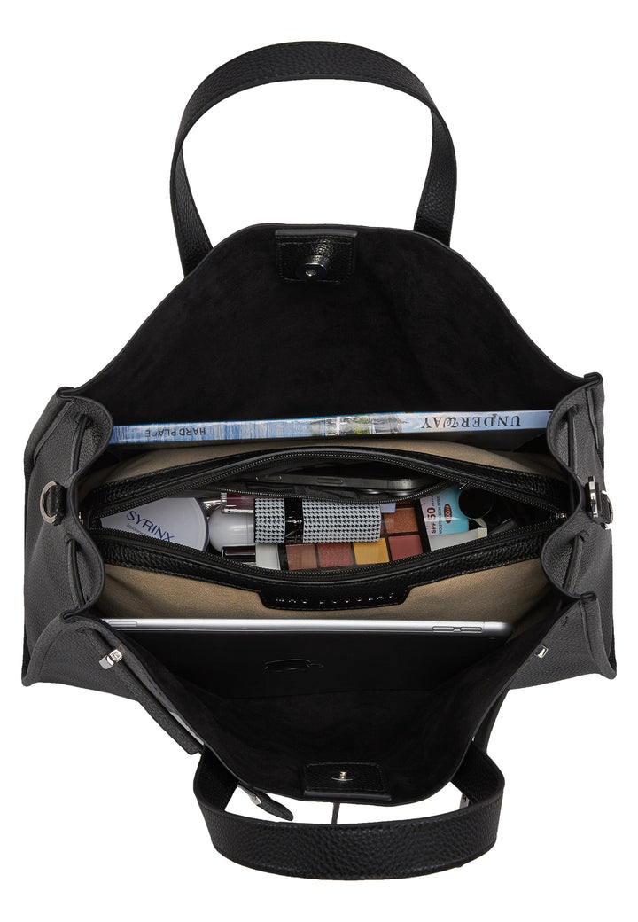 Mac Douglas Cabas M Tote Land Noir, vue intérieure avec objets