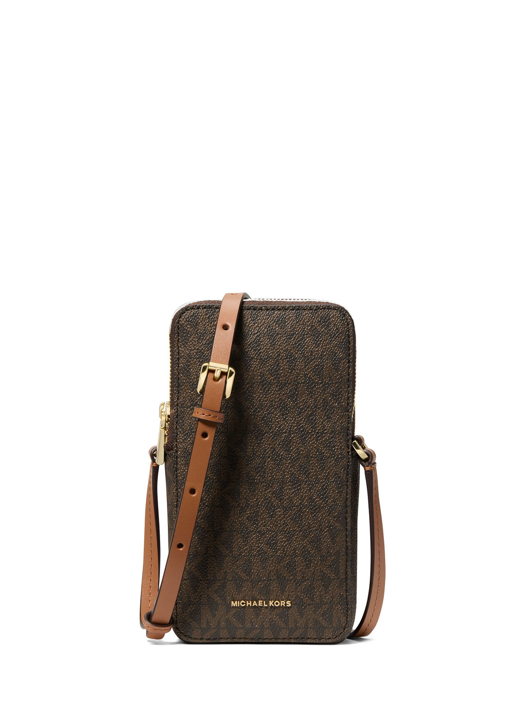 Michael Kors Sac Bandoulière Jet Set Petit Téléphone Marron — vue de face