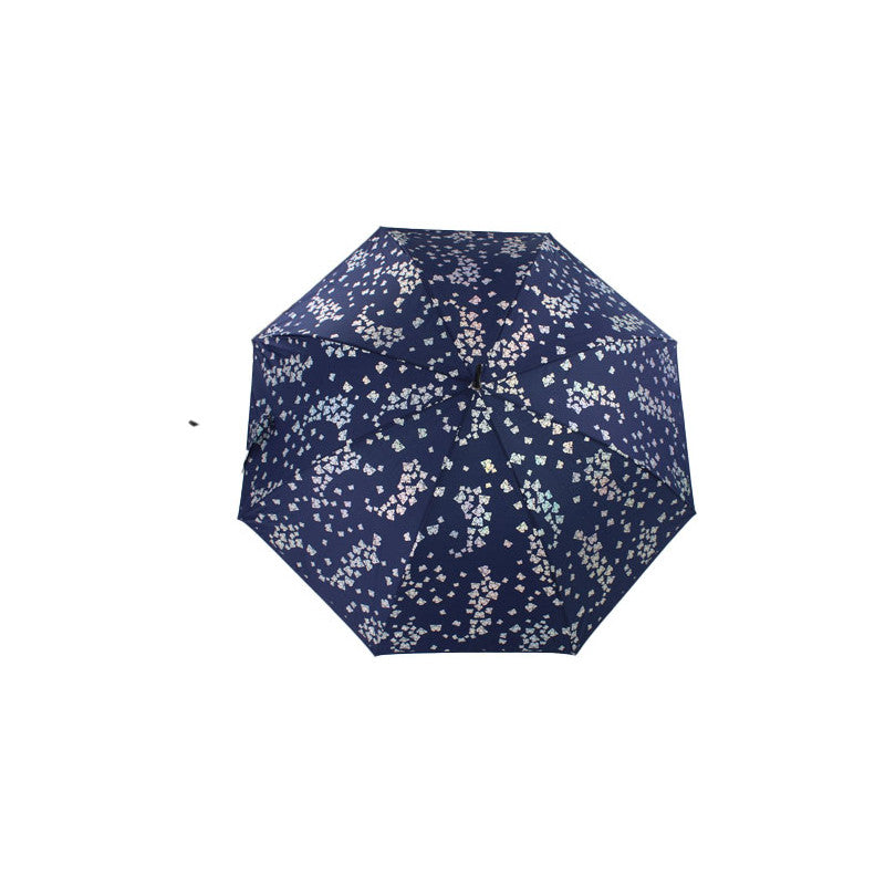 Parapluie pliant Bi automatique Pierre Cardin papillons argent effet métallique