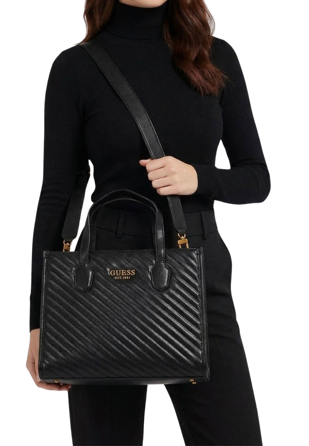Cabas / Shopping Guess Silvana 2 Comp Tote Black QV866522