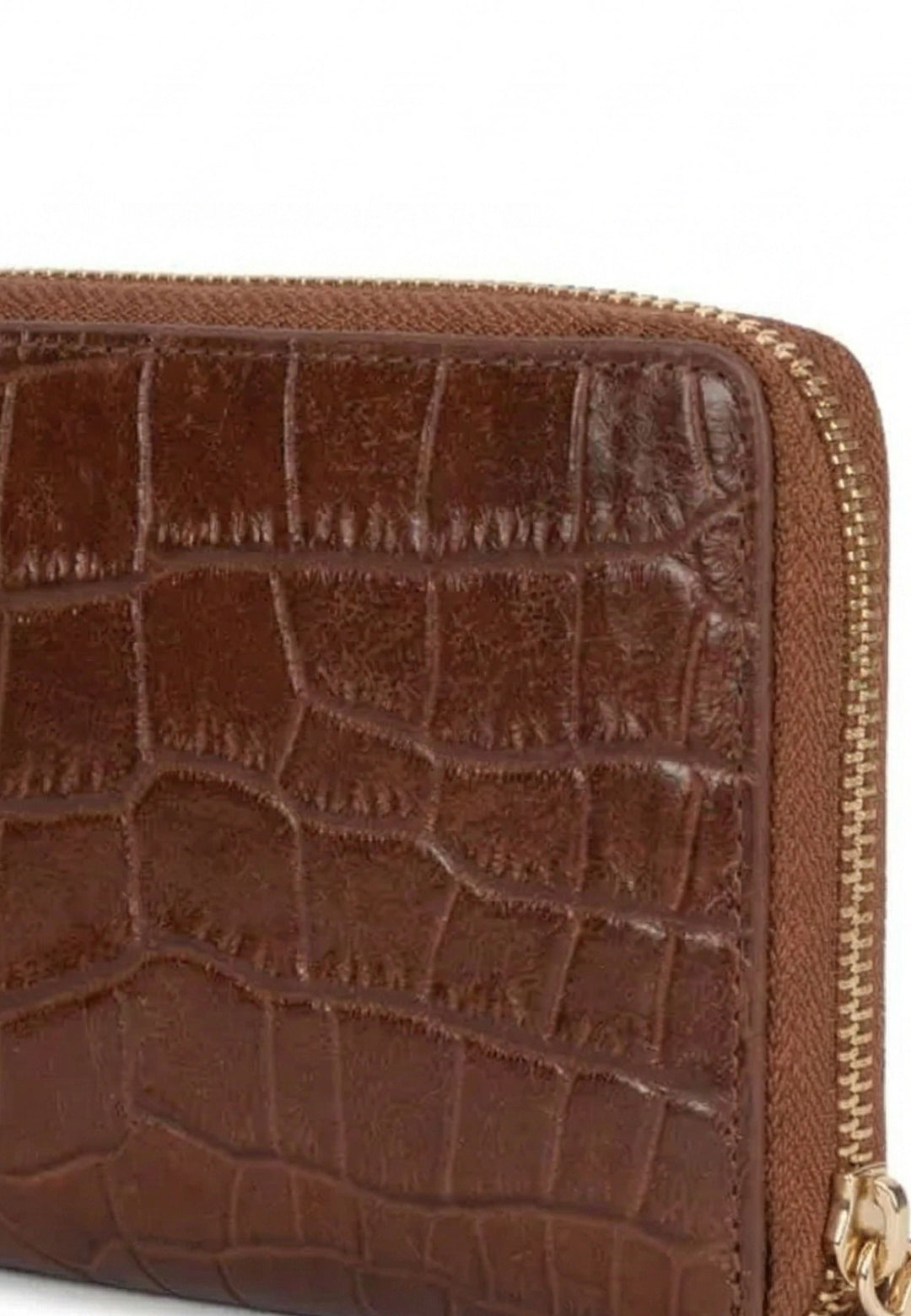 Lancaster pung med lynlås rundt Exotic Croco 124-12 Kastanje