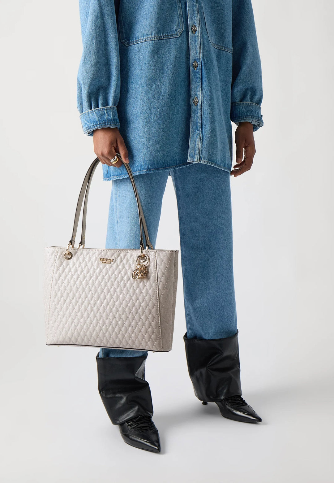 Sac Bandoulière Guess Betula Satchel Taupe -- vue 3 sur 9