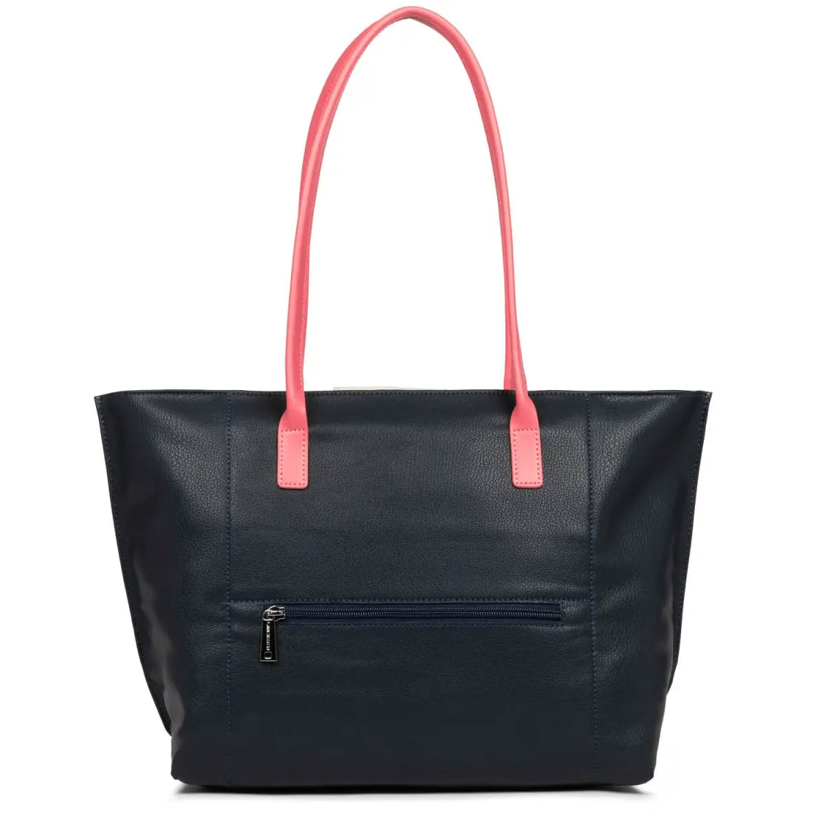 Sac cabas épaule Zippée L Maya Lancaster 517-20 Bleu Foncé Blanc Rose