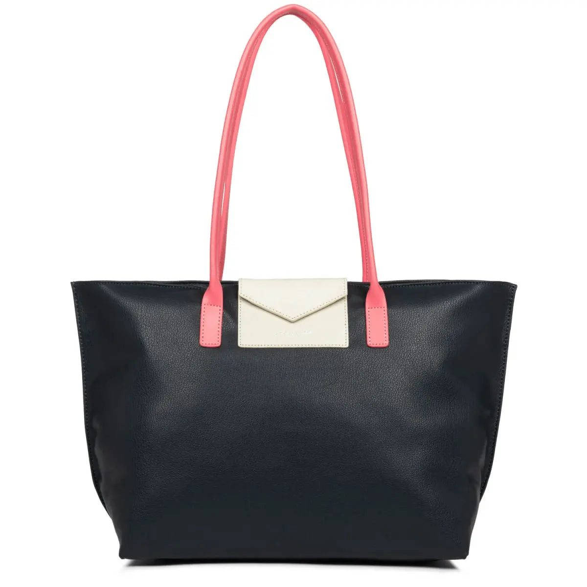 Sac cabas épaule Zippée L Maya Lancaster 517-20 Bleu Foncé Blanc Rose