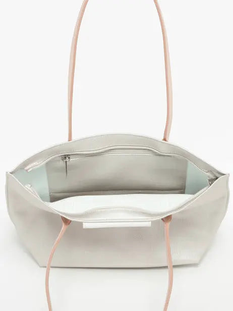 Sac cabas épaule Zippée M Maya Lancaster 517-29 Nacre-Blanc -Rose