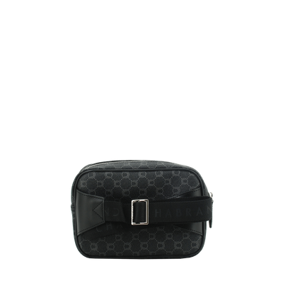 Body-bag noir en toile enduite siglée garnie cuir Chabrand 85016111
