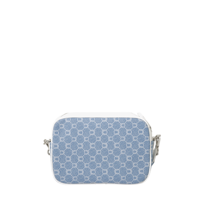 Mini sacoche bleu en toile enduite siglée garnie cuir Chabrand 85039718
