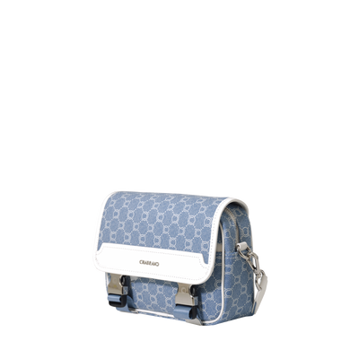 Mini-sacoche bleue en toile enduite siglée garnie cuir  Chabrand 85050718