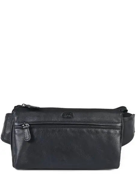 Banane Francinel 1168 Palerme en cuir noir, design sobre avec poche zippee frontale et logo discret.